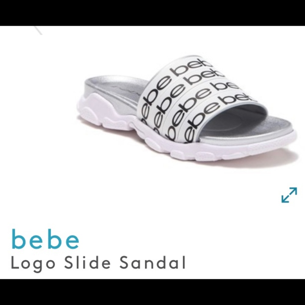 BEBE LOGO SLIDE SANDALS